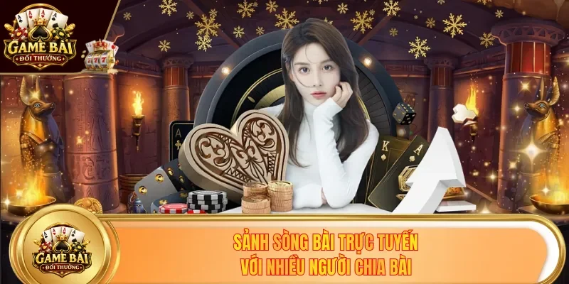 Sảnh sòng bài trực tuyến với nhiều người chia bài